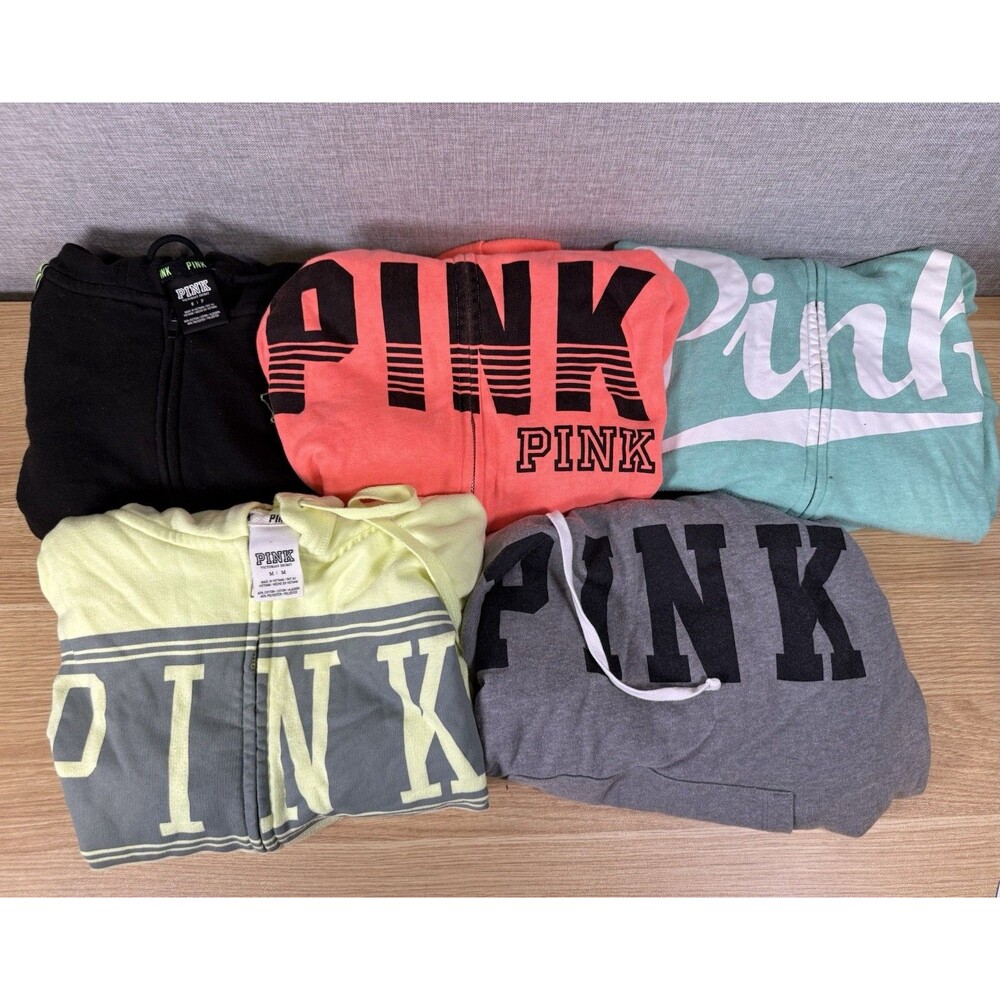 Lot 5 Victorias Secret PINK Hoodies Sweatshirts Sizes Small Medium Zip Pullover